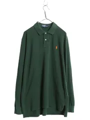 【お得なクーポン配布中!】 00s ポロ ラルフローレン 鹿の子 長袖 ポロシャツ メンズ XL 古着 オールド 長袖シャツ コットン カットソー ワンポイント 大きいサイズ 緑