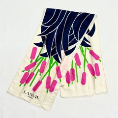 フランス製 LANVIN ストール 大判 シルク ランバン バーガンディ スカーフ ショール ファブリック ヴィンテージ アンティーク MADE IN FRANCE