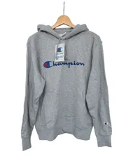 チャンピオン◆メンズ プルオーバー パーカー スウェット ロゴ刺繍 グレー L