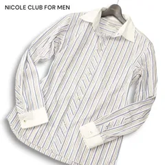Y2K 00s★ NICOLE CLUB FOR MEN ニコルクラブ フォーメン 通年★ 長袖 ストライプ クレリック シャツ Sz.46 メンズ