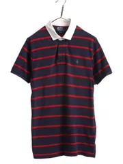 【お得なクーポン配布中!】 90s ポロ ラルフローレン ボーダー 鹿の子 半袖 ポロシャツ メンズ L 古着 90年代 オールド 半袖シャツ ラガー シャツ タイプ ワンポイント