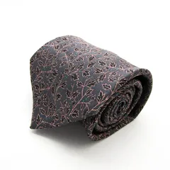 シャルル・ジョルダン ブランド ネクタイ 総柄 花柄 リーフ柄 シルク PO メンズ グレー CHARLES JOURDAN 【中古】