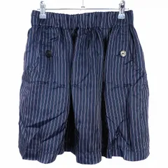 グリーンレーベルリラクシング ユナイテッドアローズ green label relaxing フレアスカート ミニ ギャザー ウエストゴム ストライプ 紺 ネイビー ボトムス /T2