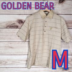 GOLDEN BEAR ゴールデンベア メンズ トップス ポロシャツ ゴルフウェア 半袖 ベージュ 縞模様 胸ポケット 刺繍 Mサイズ M (5803 bbb500)