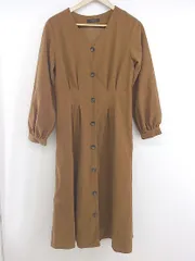 ◇ w closet ダブルクローゼット Vネック 長袖 膝下丈 ワンピース サイズF ブラウン レディース E  【1304260003535】のサムネイル