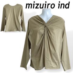mizuiro ind ミズイロインド レディース ネックギャザーブラウス One プルオーバー 長袖 カットソー 日本製 ベージュ系 (D08)★