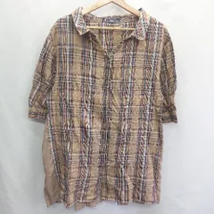 ◇ AS KNOW AS アズノゥアズ チェック柄 半袖 チュニック サイズF ブラウン系 レディース E  【1407020057516】