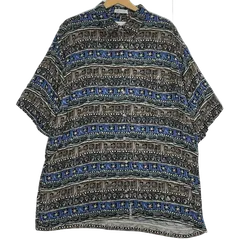 Pierre cardin アロハシャツ 総柄 US古着 ボタンダウン オープンカラー 開襟シャツ レーヨンシャツ 半袖 シャツ オーバーサイズ ビッグシルエット KOREA製 メンズ XL マルチカラー