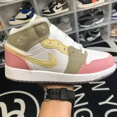 Jordan Air Jordan 1 Mid レトロなバスケットシューズGSピンクブラウン