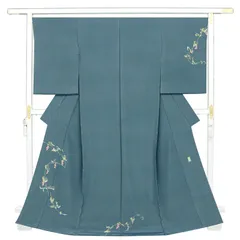 美品 本加賀友禅大村洋子落款 着物“風や波も味方につける松と鳥 美品 本加賀友禅大村洋子落款 着物“風や波も味方につける松と鳥