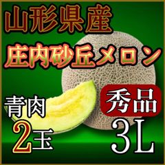 山形県産庄内砂丘メロン青肉2玉秀品3Ｌ