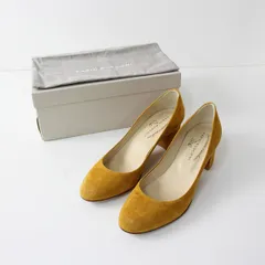 美品 FABIO RUSCONI ファビオルスコーニ チャンキーヒール スエードパンプス 38/キャメル【2400012904217】