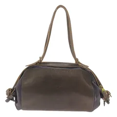 IL BISONTE / イルビゾンテ | キャンディ レザー キャンバス切替え トートバッグ | ブラウン/パープル | レディース