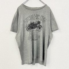 古着 used　PETOROL INDUSTRIESC　半袖プリントTシャツ　バイク　クルーネック　グレー　レトロ　2XLサイズ