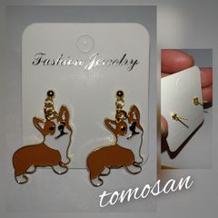 コーギーピアス(茶)イヤリング他変更可能