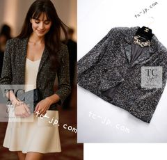 シャネル ジャケット CHANEL ブラウン オリーブ ネイビー ビーズ 圧巻 イブニング パーティー 40 42 カールラガーフェルド作品　ゲキレア貴重 コレクティブル限定品