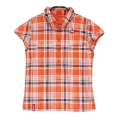 サイズ：M LE COQ GOLF ルコックゴルフ  半袖ポロシャツ チェック オレンジ系 [240001259388] ゴルフウェア レディース ストスト