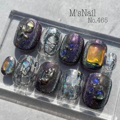ネイルチップ チップ マグネット ギラギラ 派手 うるうる ちゅるん 紫