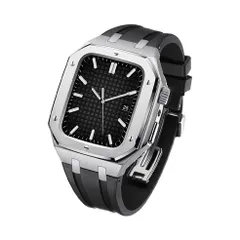 アップルウォッチバンド（Apple Watchバンド）SOL(ソル)Chronos Metal【ブラックバンド×シルバー】44mm/45mm/46mm対応 [BELTIES]