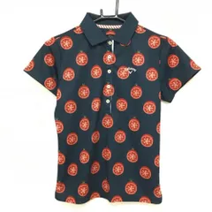 【超美品】キャロウェイ 半袖ポロシャツ ネイビー×レッド トマト柄 ロゴ刺しゅう レディース M ゴルフウェア Callaway