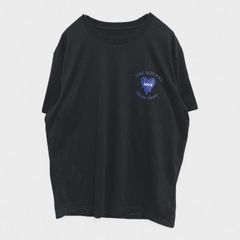 【美品】【SHEIN】『シーイン』Tシャツ [半袖シャツ] プリントTシャツ ブラックブルー系 (L) 商品A2310 管理E