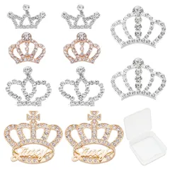 【数量限定】チャーム　クリスタル　ガラス　ビーズ　チャーム　小さなクラウン　冠形　チャーム　ネックレス　ライトゴールド　ハンドメイド　透かし　キラキラ　ダイヤ型　ガラスストーン　ビーズ　キーホルダー　アクセサリーパーツ　メタルパーツ　ブラス　合金チャーム　アク