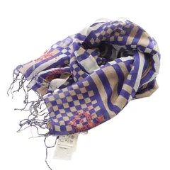 ヴィヴィアンウエストウッド Vivienne Westwood ストール リネン混 青 ブルー 白