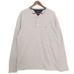 トミーヒルフィガー ヘンリーネック サーマルロングスリーブTシャツ メンズUS-XXL グレー 長袖 hsc-0141n