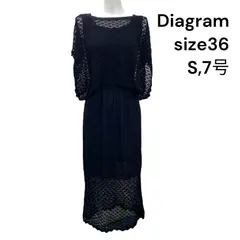 □美品 ダイアグラム Diagram アンサンブル ワンピース 袖なし ロング 黒 綿 36、S、7号 レディース S5T063