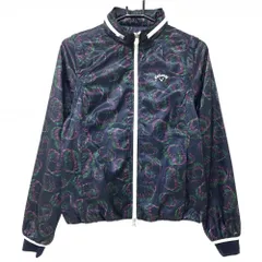 【美品】キャロウェイ 2WAYジャケット ネイビー×ピンク ハート柄 音符 袖着脱可 フード収納  レディース M ゴルフウェア Callaway