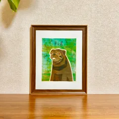 新品☆額縁付アートポスター☆犬の絵☆PUG☆黒パグ☆インテリア☆動物病院／店舗様必見◆壁掛け☆31