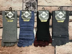 送料無料『４足組』引き違い柄&無地&サポート付き！快適な履き心地！メンズ 綿混 ５本指クルー丈ソックス