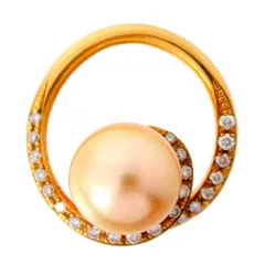 VERITE/ベリテ ゴールデンパール ペンダントトップ K18YG/18金イエローゴールド×ゴールデンパール(実寸10.5mm)×ダイヤモンド0.20ct 2×2(cm) 重量5.2g NT 美品 ABランクのサムネイル