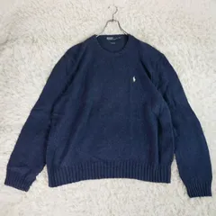 POLO BY RALPH LAUREN 90s NAVYカラー COTTON×LINEN PURU OVER KNIT-XXL