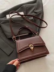 バッグ レディース ハンドバッグ 上品な無地ファッションハンドバッグ、レトロなフラップ式財布、PUレザー ショルダーバッグ トップハンドル付き