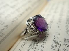 昭和ジュエリー　梶田久次郎商店　Pt900　カラーストーン＆ダイヤリング　１０号