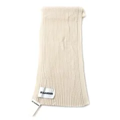 未使用品★JIL SANDER ジルサンダー JSMT762027 リブ編み ウールニットマフラー/ストール アイボリー レディース イタリア製 タグ付き h03-st30323-011のサムネイル