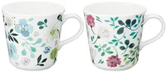 NARUMI(ナルミ) ペア マグカップ アンナ・エミリア 340cc グリーン 花柄 かわいい 2柄セット 大きめ 電子レンジ温め 食洗機対応 ギフトボックス付き 96604-23165P