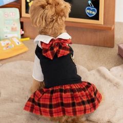 ハンドメイド犬服・ギンガムチェック・眠れる森の美女柄ギャザー