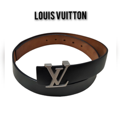 LOUIS VUITTON　ルイヴィトン ベルト サンチュール イニシアル 85ｃｍ ブラック 黒 レザー　メンズ レディース　イニシャル　イニシヤル ＬＶ ビトン