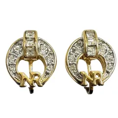 ニナリッチ　NINA RICCI　イヤリング　ロゴイヤリング　ゴールド　ラインストーン　アクセサリー