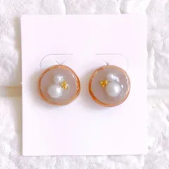 No.290　レジン　大人色　パール　丸型　ぷっくり　ピアス　イヤリング