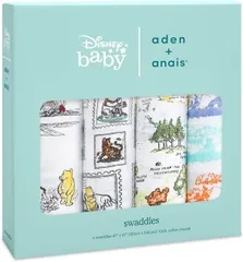 おくるみ ディズニー ガーゼ ベビー 【 日本正規品 aden + anais おくるみ 4枚 セット くまのプーさん モスリンコットン 100%使用 】 120 × 120cm エイデンアンドアネイ スワドル 赤ちゃん 新生児 DISN100J 