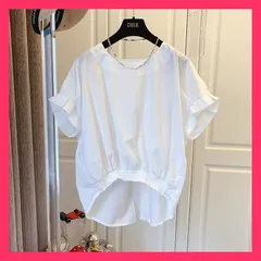 ★スタッフおすすめ★ ブラウス レディース ラウンドネック 後ろリボン 半袖 ゆったり エレガント 上品 オシャレ オフィス きれいめ トップス 夏物 無地 きれい