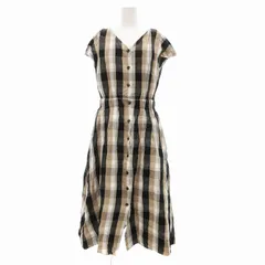 ビーミングバイビームス B:MING LIFE STORE by BEAMS Herdmans シャツワンピース ひざ丈 フレンチスリーブ チェック S ベージュ ブラウン ブラック 93-26-0467-803 /JS ■GY14