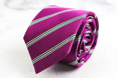 クリケット ブランド ネクタイ シルク ストライプ柄 PO メンズ パープル CRICKET 【中古】