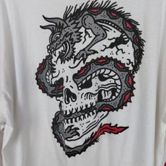 SKETCHY TANK スケッチータンク Tシャツ 長袖 バックプリント 袖プリント ホワイト XLサイズ メンズ 古着 ストリート