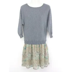 ◇ green label relaxing UNITED ARROWS ニット 切替 総柄 膝丈 ワンピース グレー マルチ レディース P  【中古】 【1208220008915】