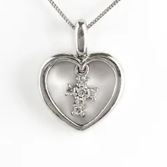ハート ネックレス ダイヤ ペンダント レディース ダイヤモンド オープンハート クロス 十字架 ゴールド 18k k18 18金 30日以内に発送