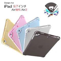 iPad 9.7インチ Air2 用 TPU ソフト バックカバー ケース 角割れなし 衝撃防止(ブラック クリア ブルー ゴールド ピンク)5色選択